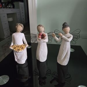 Willow Tree Set Of 3  Angel Figurines - White with Natural Accents
